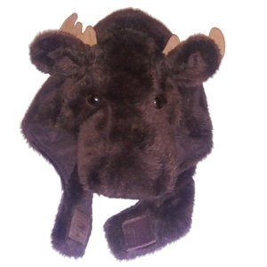 Moose Faux Fur Winter Hat Realist Designs Brown Moose Hat Unisex Size Large